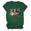 Amazon eBay Loja Independente Casual Divertido Feminino Três Patos de Halloween Múmia Fazendeiro Gola Redonda Manga Curta