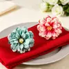 Argola de guardanapo de dália artificial, fivela de guardanapo de flor de tecido, argola de guardanapo para decoração de mesa de banquete de casamento, suprimento transfronteiriço