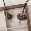 Novo colar de moeda dupla face em brocado Song estilo chinês, joia de corrente para clavícula estilo nacional nicho, disponível para atacado da fábrica de origem