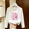 Camiseta de manga comprida para meninas 2026 nova coleção de outono camiseta básica infantil roupa íntima casual top de algodão puro para meninas pequenas início do outono