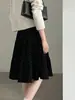 Falda de Pana con Lunares de Cintura Alta Luxi para Mujer, 26 Otoño Nuevo Cintura Elástica Patchwork Falda Corta de Botón 10060