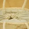Bolso de Mano Tejido Estilo Bosque Simple Nuevo Primavera Bolso de Paja Cierre de Cordón Lindo Bolso de Playa