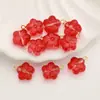 Colgante de Flor de Vidrio con Agujero Recto, Adorno de Flor de Cinco Pétalos, Cuentas Sueltas para Pulsera y Collar DIY, Materiales para Aretes con Borla Estilo Antiguo