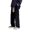 Calça de moletom transfronteiriça, tendência outono/inverno 2026, corte solto, perna reta, forrada com fleece e espessa, para jovens e estudantes, adequada para esportes e uso casual