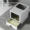 Caixa de Areia Fechada para Gatos com Tampa Saída Superior Caixa de Areia Coberta de Metal Aço Inoxidável À Prova de Vazamentos e Sem Odor Fácil de Limpar Incluindo Pá de Areia para Gatos e Tapete de Areia
