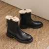 Botas Peludas Femininas 2026 Novas Botas Outono/Inverno Espessadas Quentes Retro Milenar Sapatos de Algodão Botas de Algodão Femininas Tendência