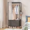 Armario para Dormitorio de Casa Simple y Económico a Prueba de Polvo Casa de Alquiler Tubo de Acero Marco de Metal Grueso Armario Producto Nuevo 2023
