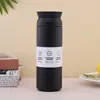 Efeito Linha Aço Inoxidável 304 Tampa Portátil Elemento Copo Portátil Simples Copo de Acompanhamento Copo de Presente Tampa Plana Copo Térmico