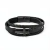 Pulsera de Cuero PU para Hombre de Estilo Europeo y Americano, de Venta Caliente Transfronteriza, Cruzada, Multicapa, Tejida a Mano, con Hebilla Magnética, Pulsera de Cordón de Cuero