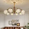 Lámpara de araña de flores Estilo Francés de Mediados de Siglo Luz para Vestíbulo Modelo Nuevo 2026 Color Nogal Pétalo Diseño Creativo Luz para Sala de Estar
