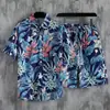 Conjunto de camisa floral de manga curta e shorts de praia da Ilha de Hainan, adequado para férias de verão no Havaí e na Tailândia, para casais e homens e mulheres