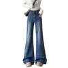 Jeans Retro de Cintura Alta Micro-Flare Feminino 2025 Primavera e Outono Novo Popular da Este Ano Calças Flare de Perna Larga Stretch