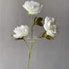 [Material de flor blanca] Arreglo floral de hortensia, rosa, flor de pasto escarchado con decoración de material de hoja de niebla de techo de pasto, flor de simulación para boda