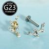 Joias para Piercing em Liga de Titânio F136 com Zircônia Cravejada de Diamantes em Formato de Folha para Lábios, Argolas para Lábios, Piercings para Nariz, Piercings de Cartilagem da Orelha e Piercings de Osso da Orelha