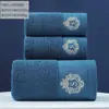 Comercio Exterior Transfronterizo Juego de Tres Piezas de Toalla de Algodón y Toalla de Baño Toalla Publicitaria de Regalo Logo Bordado Suave y Absorbente
