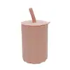 Vaso de Agua Infantil de Silicona de Grado Alimenticio con Patrón Vertical, No Tóxico, Inodoro, Resistente a Altas y Bajas Temperaturas, Apto para Microondas, Anticaídas y a Prueba de Polvo, Especialmente Diseñado para Bebés