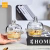 Cuenco de golondrinas estilo chino Mesoma, cuenco plateado para las orejas, de cristal con tapa, transparente, para postres, frutas, helados, cuenco pequeño para sopa