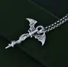 Pingente Cavaleiro Dragão em Prata Esterlina S925 Personalidade Masculina Tendência Estilo Europeu e Americano Pingente Colar de Dragão Joias Vintage Atacado