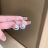 Aretes geométricos de perlas de circonio de aguja plateada diseño de moda aretes explosión aretes simples comodín de alto sentido venta al por mayor