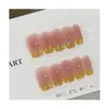 Unhas Postiças Donghai: Manicure Manual Suave Amarelo Gengibre Cristalino, Manicure Desgastável Pura Manual de Olho de Gato Dopamina Iluminadora