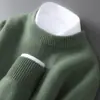 Amazon Suéter de Lana 100% Pura Engrosado de Doble Capa para Hombre, Cuello Semi-Alto, Suave, Pegajoso, Holgado, Suéter de Punto como Capa Base