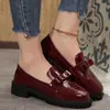 Comércio Exterior Transfronteiriço Verão 2026 Mocassins Brilhantes de Couro Patente Moda Versátil Solado Plataforma Cor Sólida Laço Sapatos Femininos