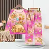 Pijamas para niños de primavera y otoño, finos, de manga larga, con dibujos animados, para niños y niñas, bonitos trajes para el hogar, para niños medianos y grandes, comercio exterior