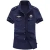 Camisa Casual Resistente para Hombre de Verano 2019 Ropa de Trabajo Estilo Rudo para Exteriores Talla Grande Camisa Militar de Trabajo Hombrera 100% Algodón Camisa Juvenil de Manga Corta para Hombres