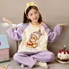 Pijama de otoño e invierno para niños, forrado de forro polar y engrosado, forro polar de coral, franela para bebés niñas, conjunto de ropa de estar a juego para niños y padres e hijos