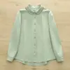 Venta Directa de Fábrica Camisa de Mujer Manga Larga Algodón Puro Cuello Redondo Pequeño Primavera y Otoño Camisa de Mujer Manga Larga Cuello de Muñeca Fresca y Dulce
