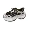 Nuevas zapatillas de papá de suela gruesa para mujer 2026, zapatillas deportivas casuales, retro, versátiles, ligeras, de malla, transpirables, negras y verdes