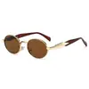 Elegantes Gafas de Sol Metálicas Ovaladas para Mujer, Gafas de Sol de Alta Gama Tendencia Ins Estilo Hip-hop Street para Hombre, Gafas de Sol Transfronterizas Europeas y Americanas