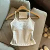 Colete de Strass com Letras e Alças 6265 para Mulheres, com Bojos, Novo Estilo 2026, Estilo Menina Doce e Picante, Pode Ser Usado por Fora ou como Camada Interna, Top Rosa Vermelho