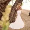 Vestido de novia ligero con cola corta cruzado al hombro ajustado al cuerpo corte sirena para novia sesión de fotos de boda de viaje vestido retro elegante
