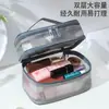 Nueva Bolsa de Cosméticos de Malla de Doble Capa Gran Capacidad Portátil para Viaje Neceser Bolsa de Almacenamiento Transparente de Malla