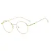 Nuevas Gafas Redondas Pequeñas Populares Transfronterizas con Filtro de Luz Azul Montura Metálica Abierta Estilo Universitario Gafas Planas Decorativas
