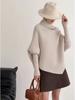 Suéter Irregular de Cuello Alto para Mujer 2025 Otoño e Invierno Nuevo Estilo Manga Murciélago Suave Estilo Coreano Estilo Perezoso Top de Punto Grueso