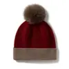 Gorro de Punto Grueso Cálido de Moda Casual para Mujer, Bloque de Color, Pompón, Nuevo Estilo Otoño/Invierno 2026, Cachemira de Alta Gama