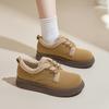 Sapatos de Algodão com Forro de Lã Augu Shiden para Mulheres 2026 Outono e Inverno Novo Estilo Mocassins Slip-On Sapatos Pequenos de Couro Mules de Lã de Cordeiro