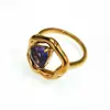 Anillo de Acero de Titanio con Cristal Amarillo Irregular en Forma de Corazón Hueco, Joyería de Anillo de Acero Inoxidable de Moda