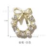Nuevo Exquisito Adorno Navideño Lazo Accesorios para Uñas de Aleación Diamante Súper Brillante Perla Pegatinas Decoración de Uñas Venta al por Mayor