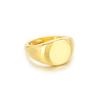 Anillo de moda retro liso bañado en oro de 18 quilates con logotipo grabado a láser, acero de titanio, anillo cuadrado de personalidad para hombre y mujer