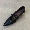 Zapatos de Salón Bajos con Punta Aguda y Tacón Grueso Estilo Retro Coreano para Mujer 2026 Temperamento de Moda Nuevo Estilo Hebilla Única Mary Jane Tacones Altos