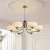 Lámpara de Restaurante Estilo Crema Madera Maciza Retro Lámpara de Araña Estilo Mid-Century de Gama Alta para Sala de Estar Dormitorio Vidrio Celebridad de Internet Dormitorio Principal Nórdico