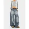 Jeans Nuevos de Verano Estilo Cimitarra para Mujer, Marca Americana de Moda, Lavado Retro, Desgastados, Holgados, Casuales, Pantalones Rectos de Pierna Ancha