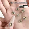 Decoraciones de Uñas de Lujo con Forma de Oliva con Deslumbrantes Diamantes K9, Sin Base, Diamantes Apilados Hechos a Mano, Uñas de Caramelo de Roca de Colores