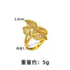 Anillo Mariposa Flor Estilo Étnico de Moda, Elegante Oro de Arena Vietnamita Incrustado con Corona de Circonita Anillo Hueco para Dedo Índice Suministro de Joyería