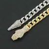 Estilo Ins Europeo y Americano Cadena Cubana Lujo Accesible Corta Full Diamante Cabeza de Serpiente Hebilla Magnética Collar Diseño de Nicho Personalizado Cadena para la Clavícula para Mujeres