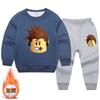 Traje de niño, otoño e invierno, para niños, deportes masculinos, ocio, suéter grueso con forro polar, ropa de invierno de dos piezas, moda infantil