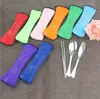 Juego de cubiertos de acero inoxidable 304, cuchillo, tenedor y cuchara, juego de tres piezas de cuchara y palillos, bolsa de regalo, cubiertos portátiles, transfronterizo